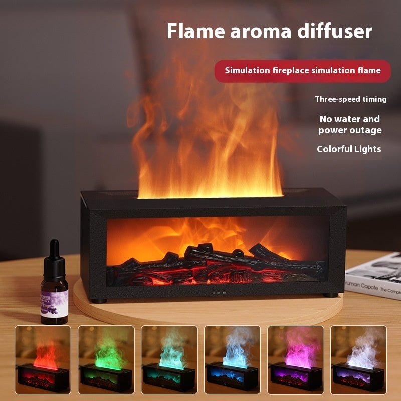 Flame Aromatherapy Machine Essential Oil Diffuser Humidifier 3D Flame Fireplace Machine - silverfoxgoods
